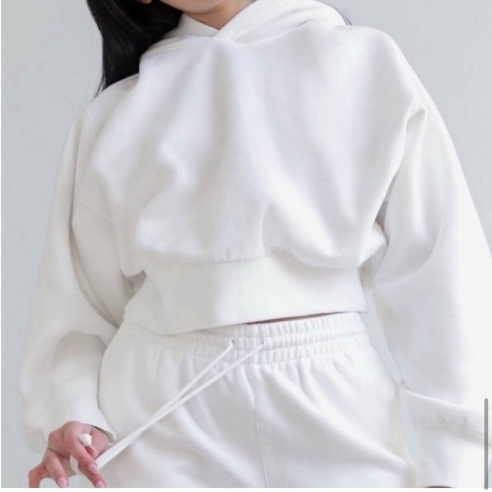 Aritzia- TNA cropped white hoodie